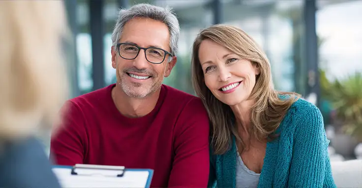 Lächelndes Paar bei einem Beratungsgespräch